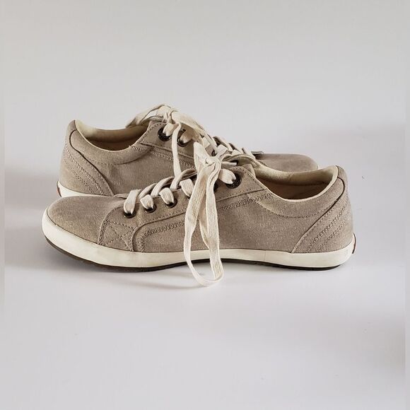 Taos Star Women's Canvas Khaki Lace Up Sneaker Size 7.5 - Picture 5 of 11